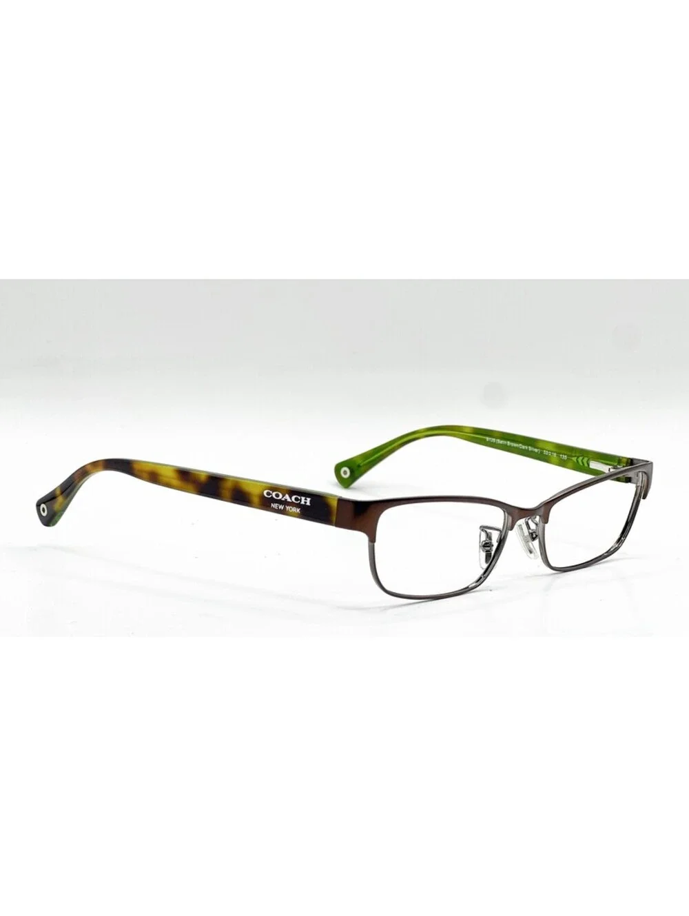 Coach HC 5033 9128 Satin Brown Dark Silver Browline Eyeglass Frames 53-16-135